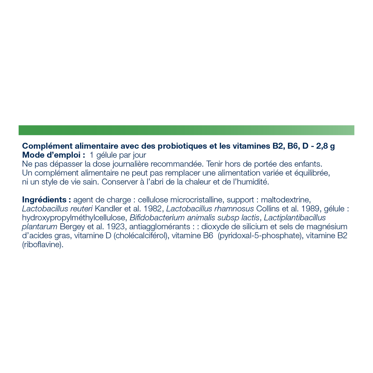 UltraFlora Complete Probiotiques Femme 15 gélules – Ingrédients