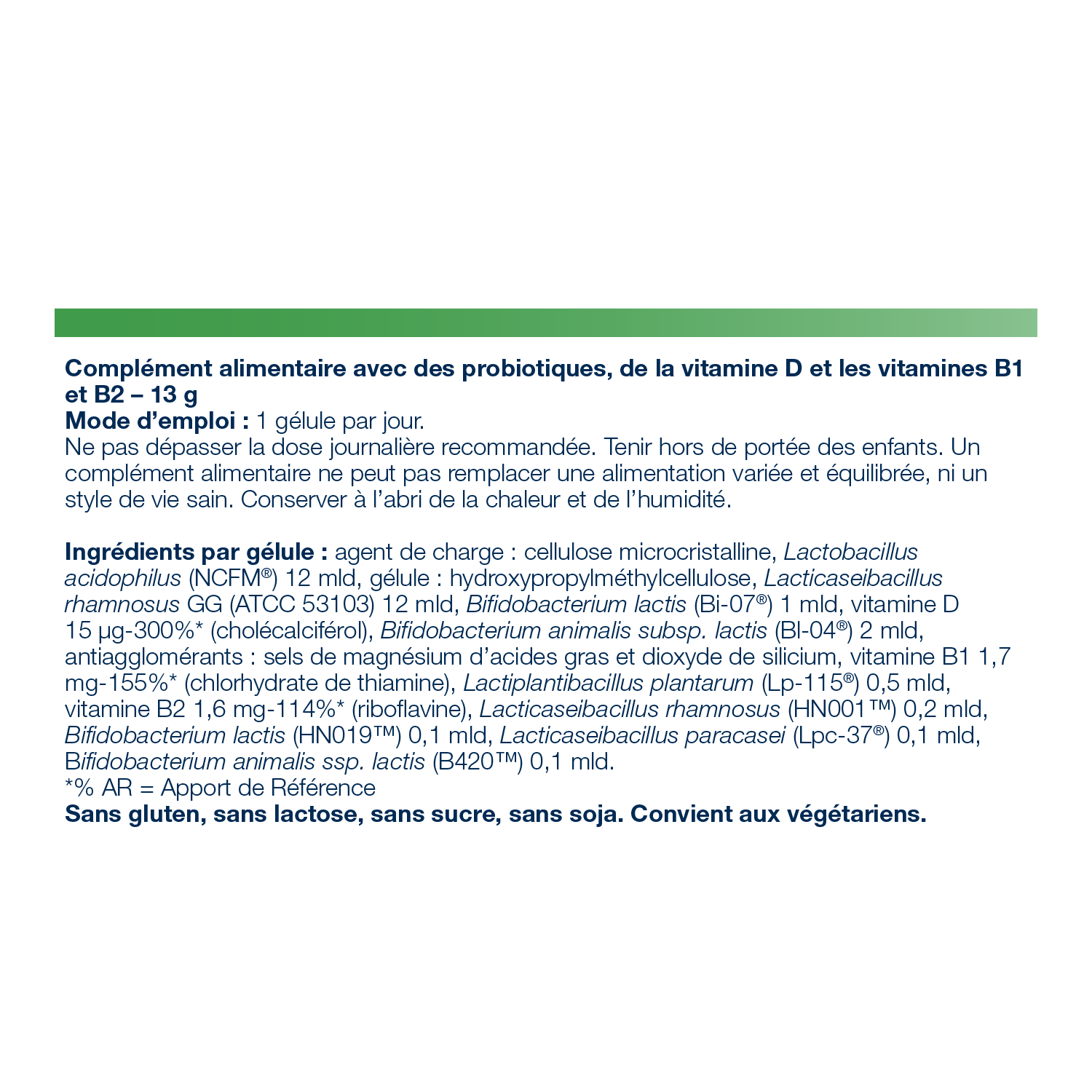 UltraFlora Complete 30 gélules – Ingrédients