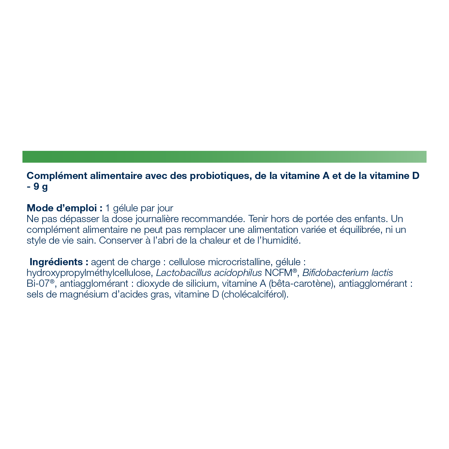 UltraFlora Confort Quotidien 30 gélules – Ingrédients