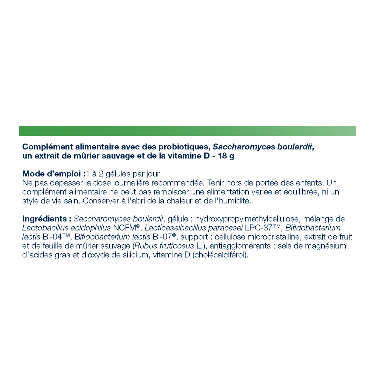 UltraFlora Duo 60 gélules – Ingrédients