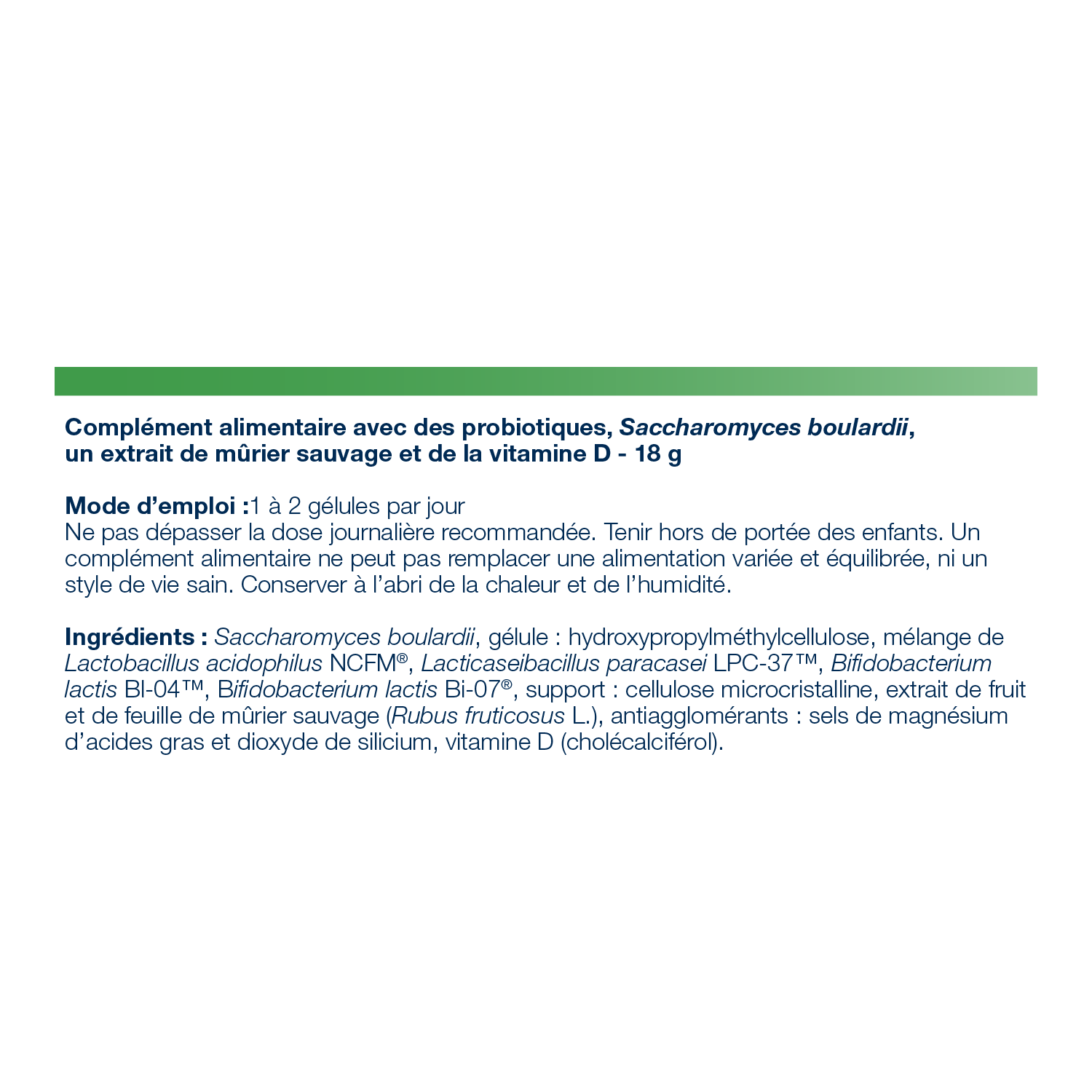 UltraFlora Duo 60 gélules – Ingrédients