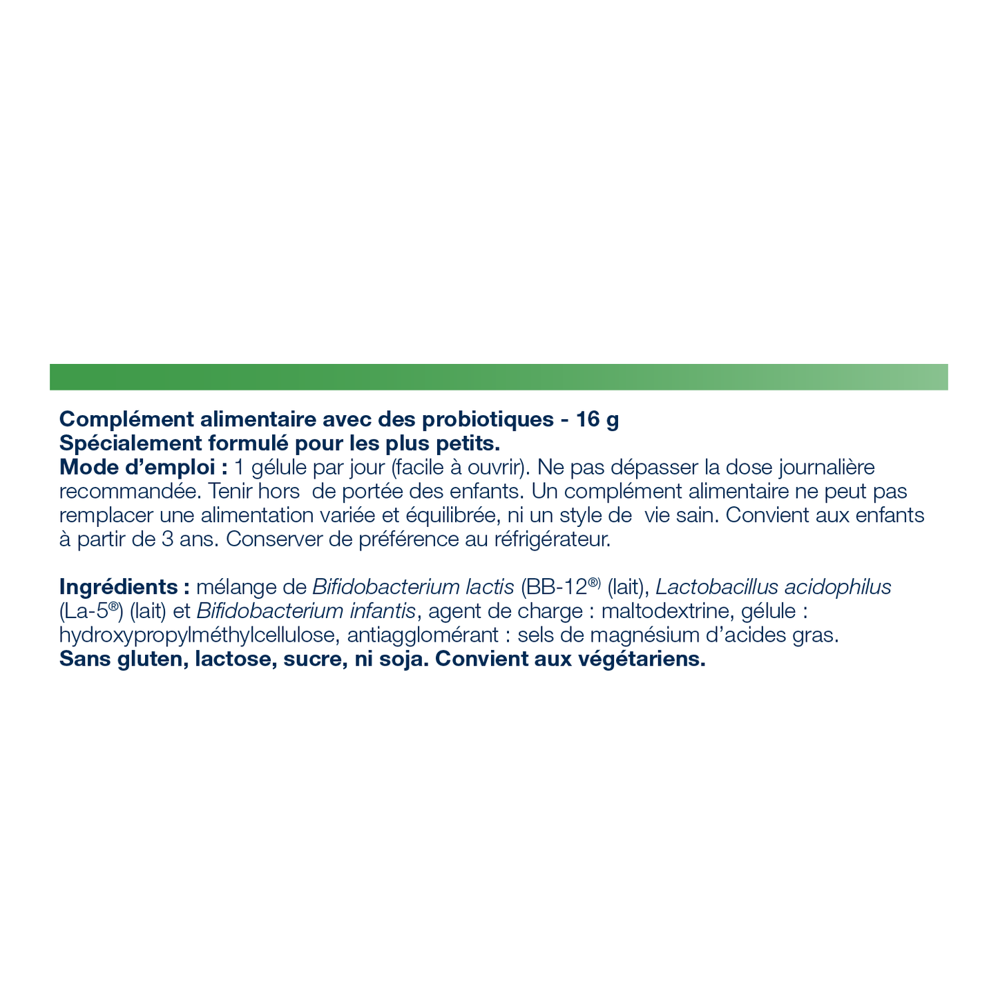 UltraFlora Infantis 60 gélules – Ingrédients
