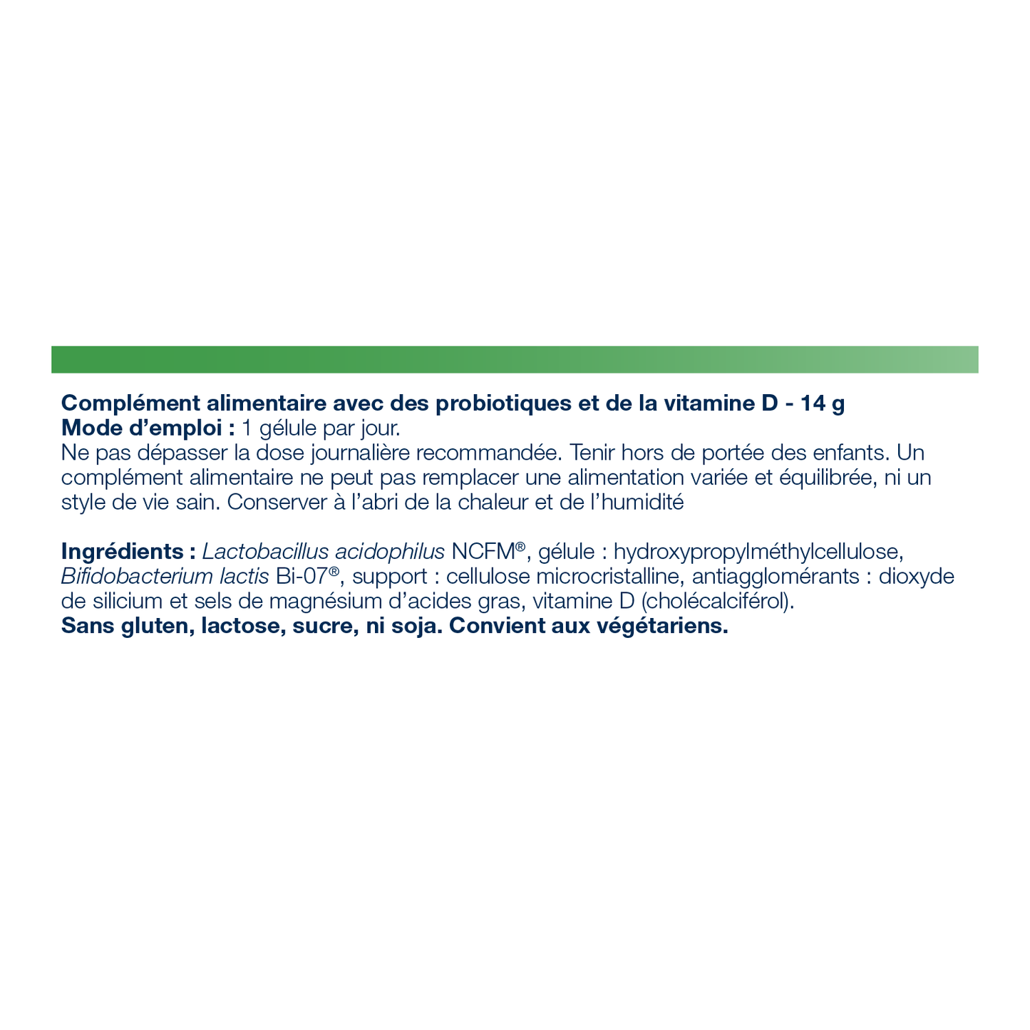 UltraFlora Intestin Sensible 30 gélules – Ingrédients