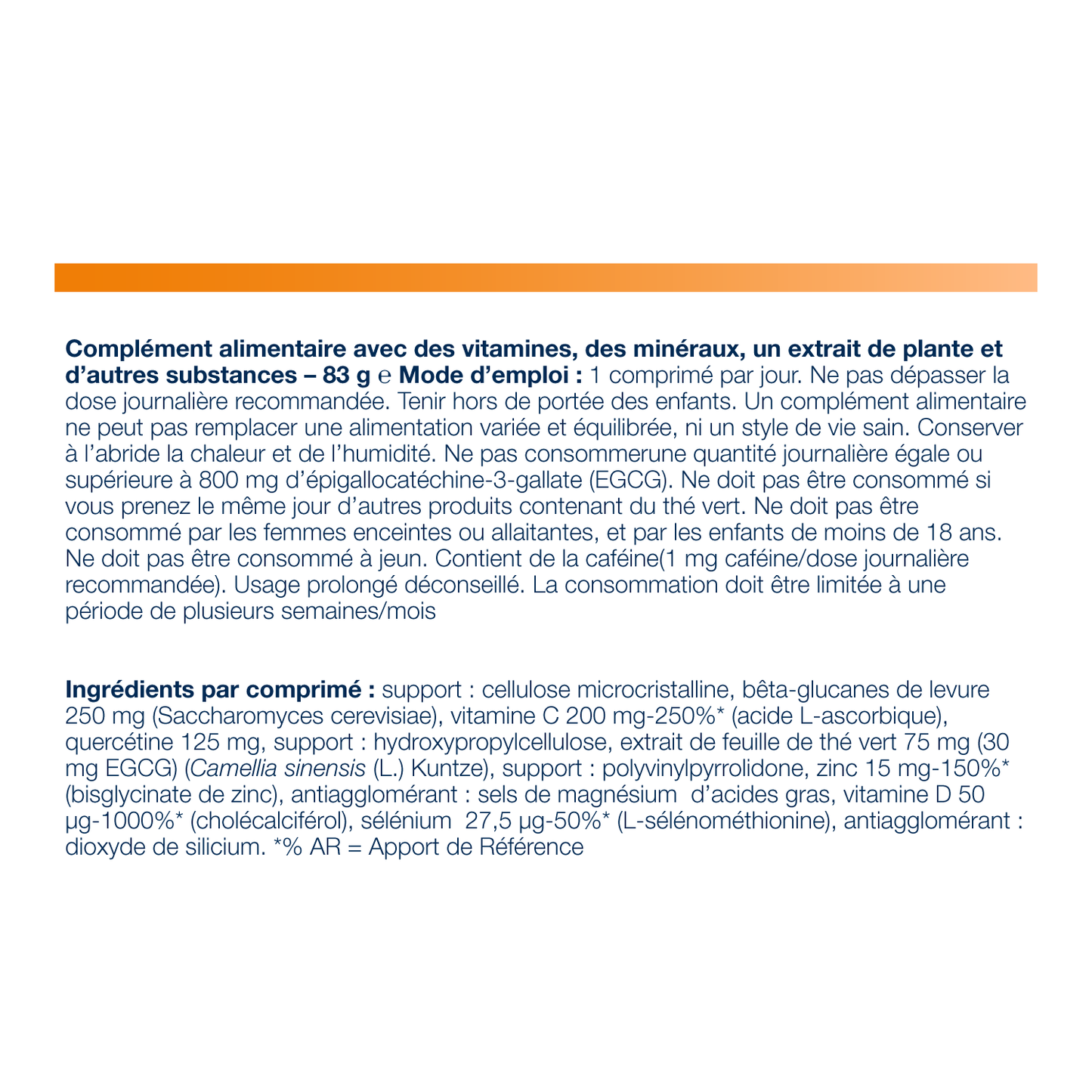 Immune Impact 30 comprimés – Ingrédients