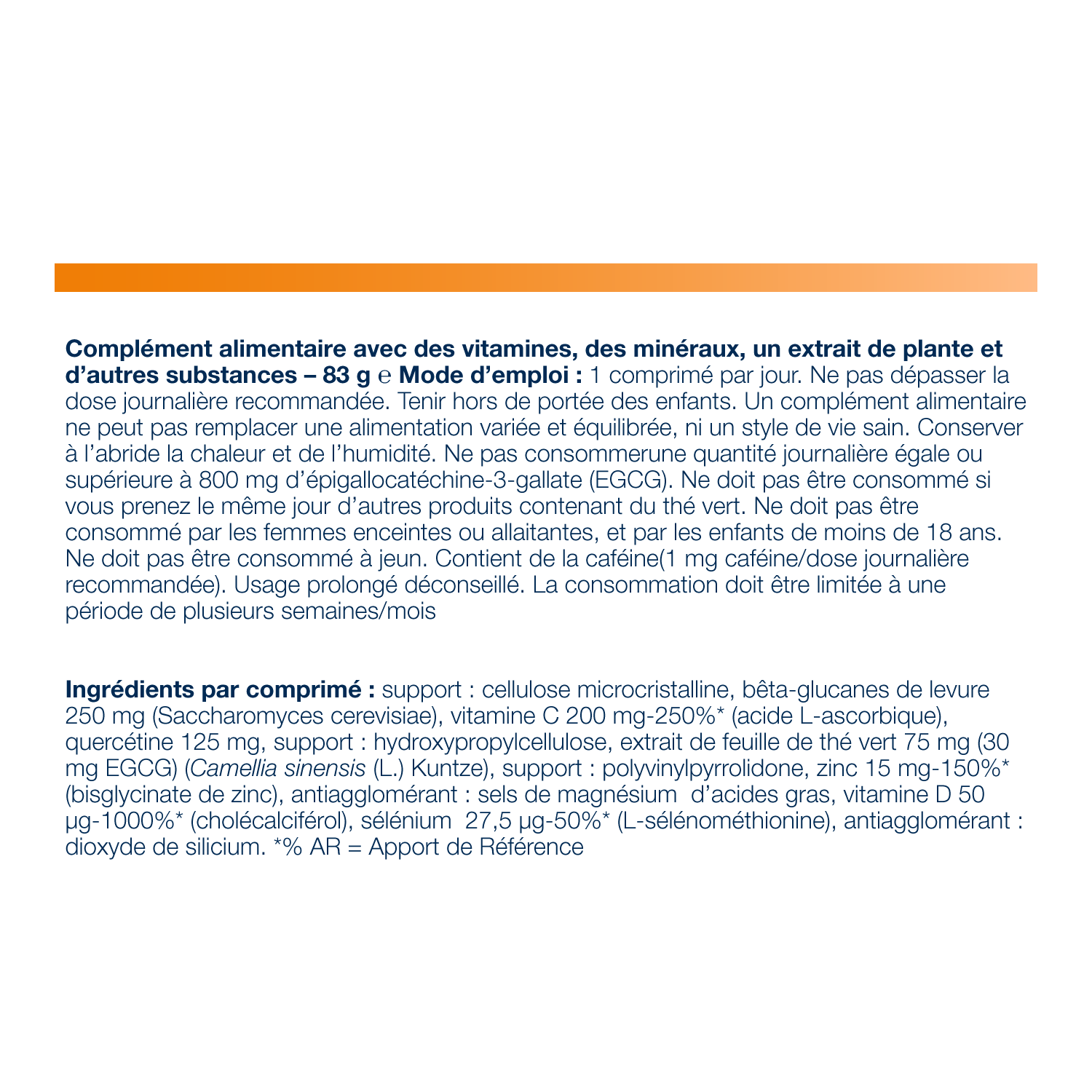 Immune Impact 30 comprimés – Ingrédients