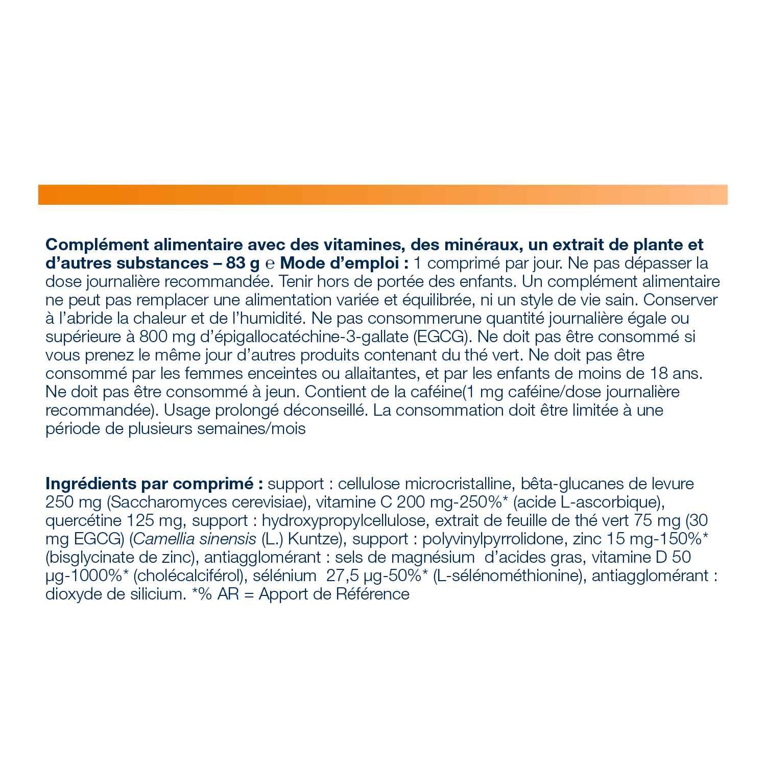 Immune Impact 60 comprimés – Ingrédients