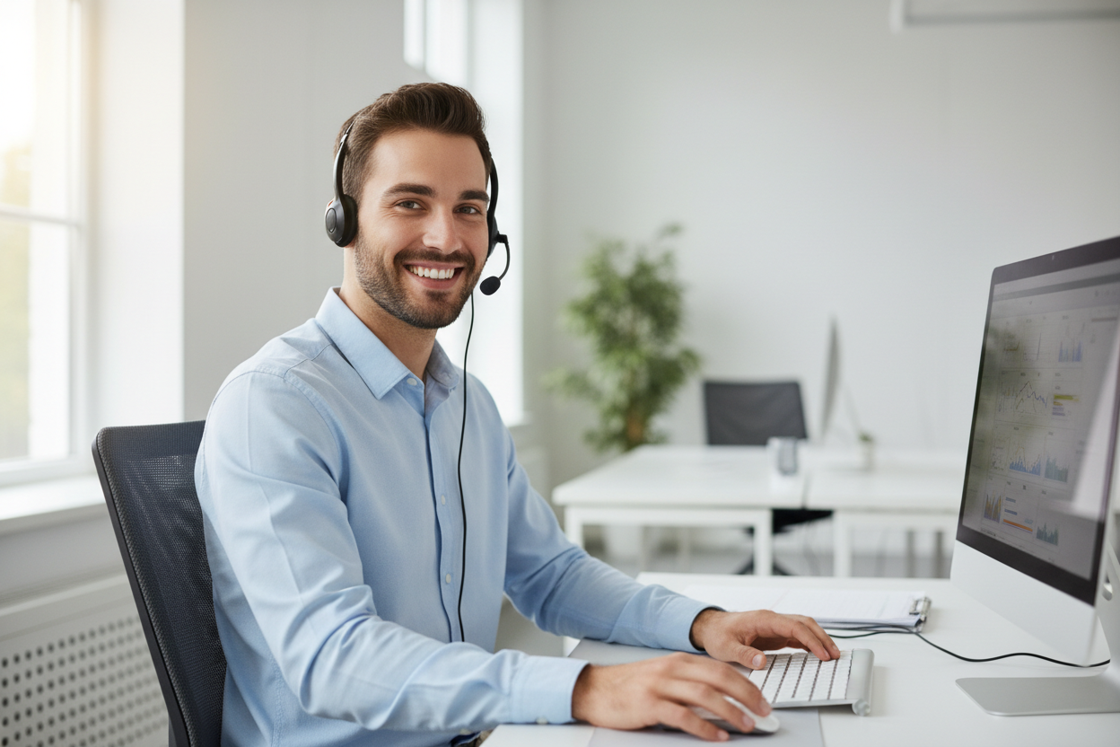 Agent de service client souriant
