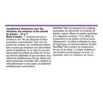 NutriMag Nuit 60 comprimés – Ingrédients