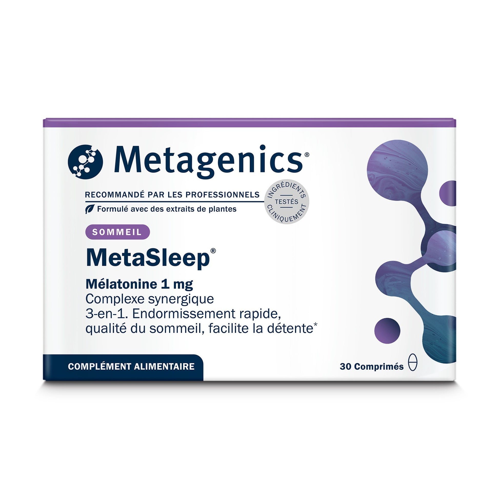 MetaSleep 30 comprimés – Packshot de face